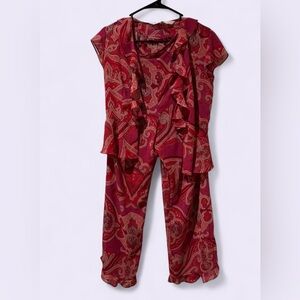 Victoria’s Secret 2 piece Red Paisley Ruffle PJ’s